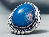 Huge Vintage Native American Navajo Lapis Sterling Silver Heavy Ring