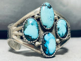 Blue Medicine Mine Vintage Native American Navajo Turquoise Sterling Silver Bracelet-Nativo Arts