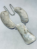 One Of The Biggest Best Vintage Native American Navajo Heavy Feather Sterling Silver Necklace-Nativo Arts