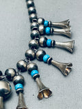 One Of The Best Native American Navajo Turquoise Sterling Silver Squash Necklace-Nativo Arts