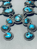 Mega Morenci Vintage Native American Navajo Turquoise Sterling Silver Squash Blossom Necklace-Nativo Arts