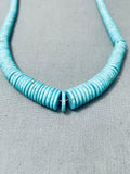 Graduating Turquoise Disc Vintage Native American Navajo Sterling Silver Necklace