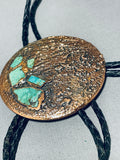 One Of A Kind Vintage Native American Navajo Royston Turquoise Copper Bolo Tie-Nativo Arts