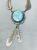 Important Blue Moon Turquoise Vintage Native American Navajo Sterling Silver Necklace-Nativo Arts