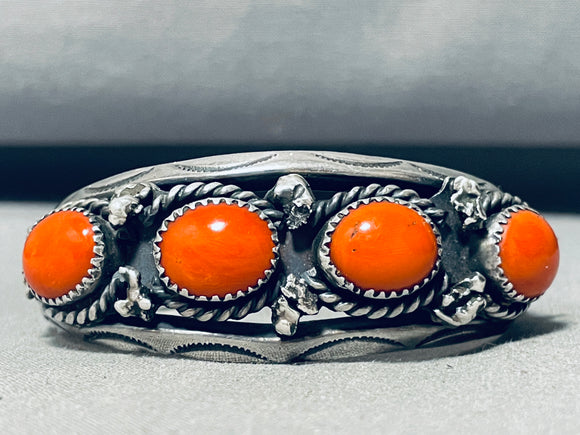 Robby Kelley!! Vintage Native American Navajo Coral Sterling Silver Bracelet-Nativo Arts