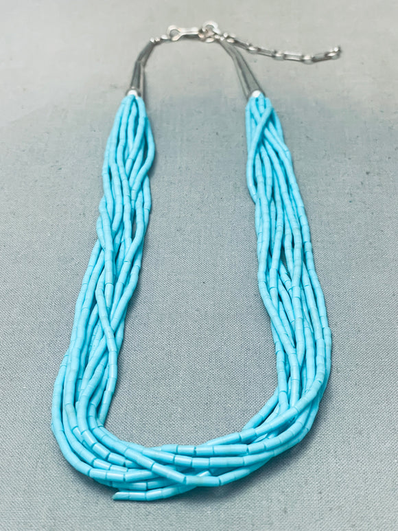 Turquoise Heishi Vintage Navajo Sterling Silver Necklace-Nativo Arts