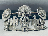 One Of The Most Unique Vintage Kachina Sterling Silver Bracelet Cuff-Nativo Arts