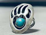 Superb Vintage Native American Navajo Royston Turquoise Sterling Silver Track Ring-Nativo Arts