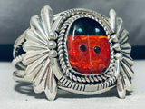 Ladybug!!!!!!! Vintage Native American Navajo Sterling Silver Flank Bracelet-Nativo Arts
