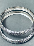 Exquisite Vintage Native American Sterling Silver Bracelet Set