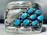 Colossal Vintage Native American Navajo Leaf Turquoise Sterling Silver Bracelet Cuff-Nativo Arts