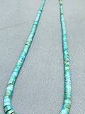 Early 1900;s Vintage Native American Navajo Graduating Turquoise Heishi Sterling Silver Necklace-Nativo Arts