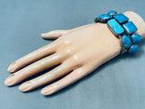 One Of The Best Vintage Southwest Sterling Silver Denim Lapis Bracelet Cuff-Nativo Arts