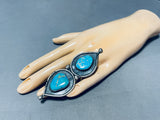 One Of The Biggest Crazy Vintage Native American Navajo Turquoise Sterling Silver Ring Old-Nativo Arts