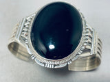 Phenomenal Native American Navajo Black Onyx Sterling Silver Huge Bracelet-Nativo Arts