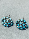 Marvelous Vintage Native American Zuni Blue Gem Turquoise Cluster Sterling Silver Earrings-Nativo Arts