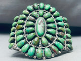 Incredible Vintage Native American Navajo Green Turquoise Cluster Sterling Silver Bracelet-Nativo Arts