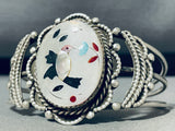 Spectacular Vintage Native American Zuni Mother Of Pearl Sterling Silver Bracelet-Nativo Arts