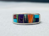 Very Intricate Vintage Native American Navajo Inlay Sterling Silver Ring-Nativo Arts