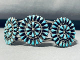 Native American Triple Turquoise Sun Vintage Zuni Sterling Silver Bracelet Cuff-Nativo Arts