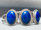 Rare Domed Lapis Vintage Native American Navajo Sterling Silver Bracelet-Nativo Arts