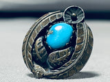 Wonderful Vintage Native American Navajo Bisbee Turquoise Sterling Silver Ring-Nativo Arts