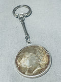 Fabulous Native American Navajo Sterling Silver 1924 Silver Dollar Keychain-Nativo Arts