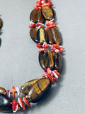 Amazing Vintage Navajo Tigers Eye Spiny Oyster Shell Sterling Silver Necklace-Nativo Arts