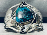 Superb!! Vintage Native American Navajo Turquoise Sterling Silver Flank Bracelet Old-Nativo Arts