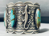 100+ Gram Native American Navajo Royston Turquoise Sterling Silver Gecko Bracelet-Nativo Arts