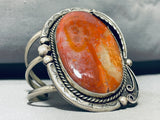 One Of The Best Ever Vintage Native American Navajo Petrified Wood Sterling Silver Bracelet Old-Nativo Arts