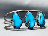 Bisbee Dream Turquoise Vintage Native American Navajo Sterling Silver Bracelet Old