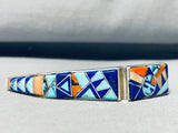 6.5 Inch Wrist One Of Best Inlay Vintage Native American Navajo Sterling Silver Bracelet-Nativo Arts