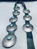 Early Hand Tooled Vintage Native American Navajo Turquoise Sterling Silver Concho Belt-Nativo Arts