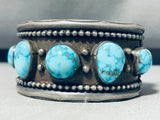 Magnificent Vintage Native American Navajo 5 Candelaria Turquoise Sterling Silver Huge Bracelet-Nativo Arts