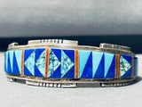 6.5 Inch Wrist Larry Martinez Vintage Native American Navajo Turquoise Sterling Silver Bracelet-Nativo Arts
