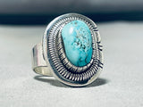 Tremendous Native American Navajo Blue Diamond Turquoise Sterling Silver Ring-Nativo Arts