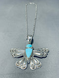 Charles Johnson Vintage Native American Navajo Blue Gem Turquoise Sterling Silver Necklace-Nativo Arts
