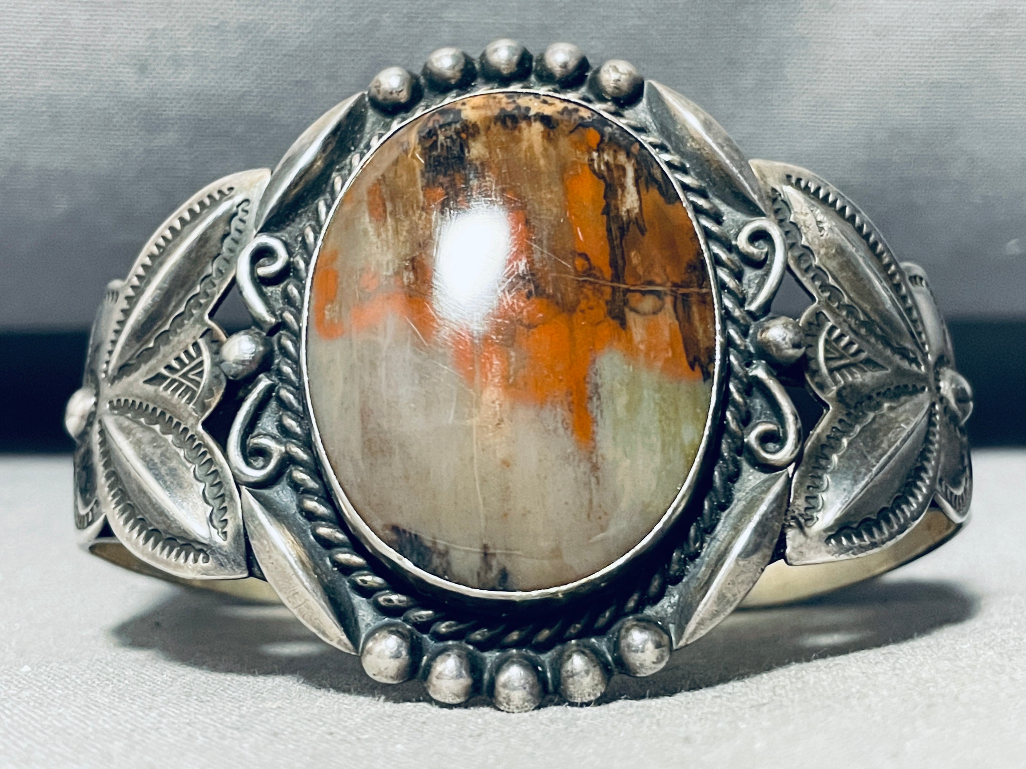 Quality Vintage Native American Navajo Petrified Wood Sterling