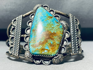 Pure Opulence: Vintage Native American Navajo Royston Turquoise Sterling Silver Bracelet-Nativo Arts