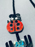 Most Unique Santo Domingo Bug Beauty Inlay Sterling Silver Necklace-Nativo Arts