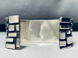 Mosaic Wall!! Vintage Native American Navajo Hand Tooled Sterling Silver Bracelet Cuff-Nativo Arts