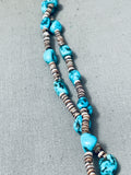 Incredible Vintage Native American Navajo Chunky Turquoise Heishi Sterling Silver Necklace