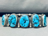 Landoll Benally Native American Navajo Sleeping Beauty Turquoise Sterling Silver Bracelet-Nativo Arts