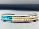 Intricate Vintage Native American Navajo 6' Wrist Turquoise Inlay Sterling Silver Bracelet-Nativo Arts