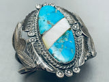 One Of The Coolest Vintage Native American Navajo Turquoise Inlay Sterling Silver Bracelet-Nativo Arts