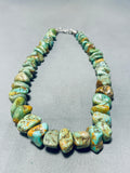 Breathtaking Native American Navajo Royston Turquoise Chunk Sterling Silver Necklace-Nativo Arts