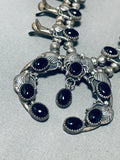 Exceptional Vintage Native American Navajo Black Onyx Sterling Silver Squash Blossom Necklace-Nativo Arts