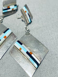 Above The Rest Vintage Native American Navajo Turquoise Inlay Sterling Silver Earrings-Nativo Arts