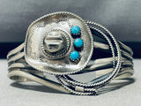 Cowboy Hat Rodeo! Native American Navajo Turquoise Sterling Silver Bracelet-Nativo Arts